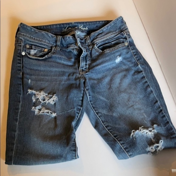 AEO Super Stretch Skinny Jeans Distressed Size 6 - Picture 4 of 7
